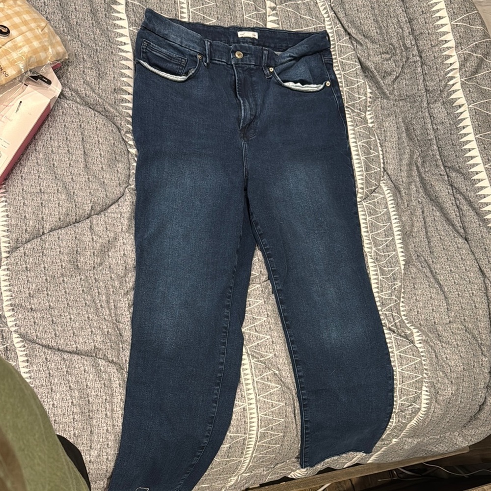 Good American Dark Blue Straight Leg Jeans
